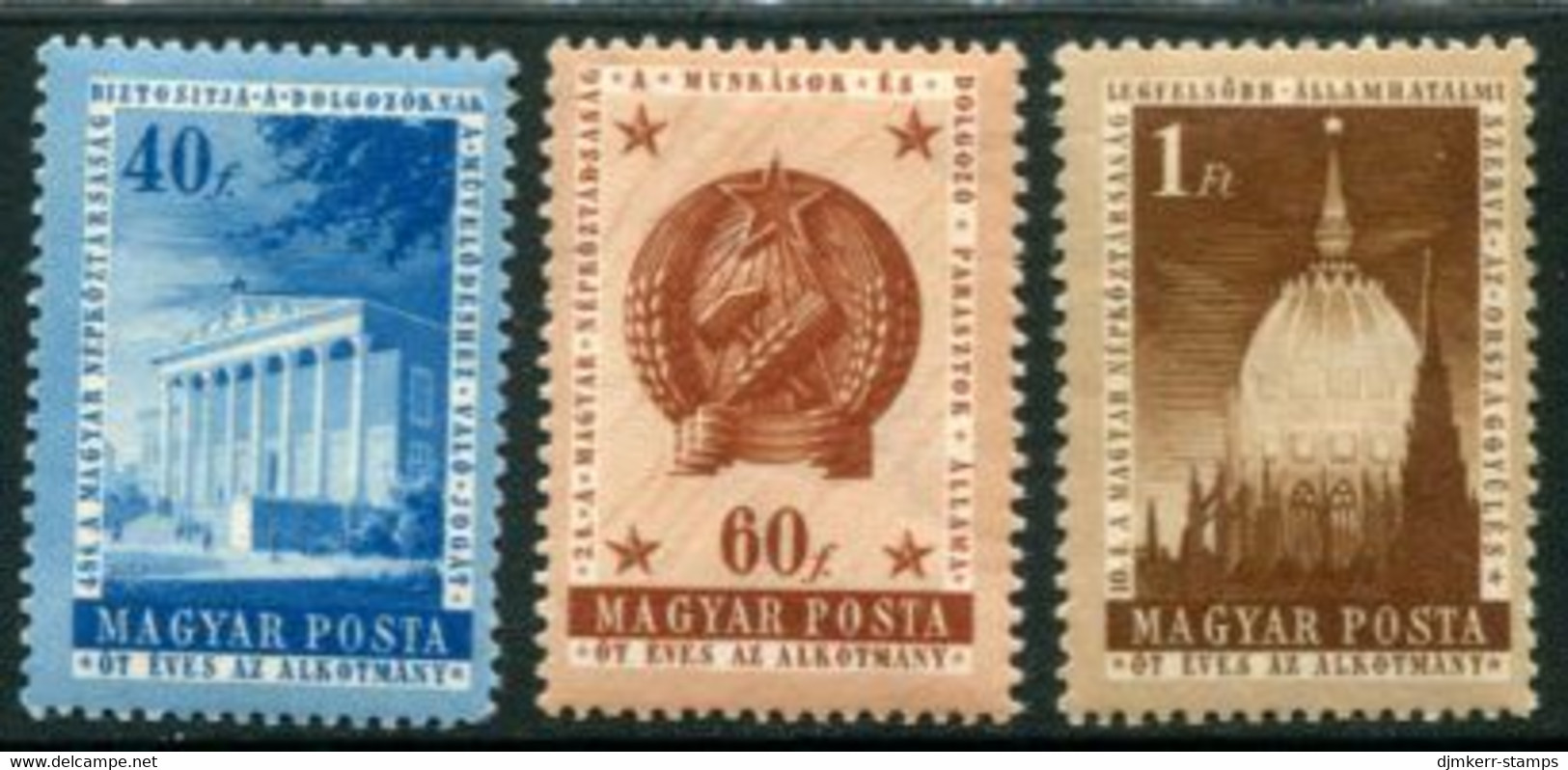 HUNGARY 1954 Constitution Anniversary MNH / **.  Michel 1384-86 - Unused Stamps