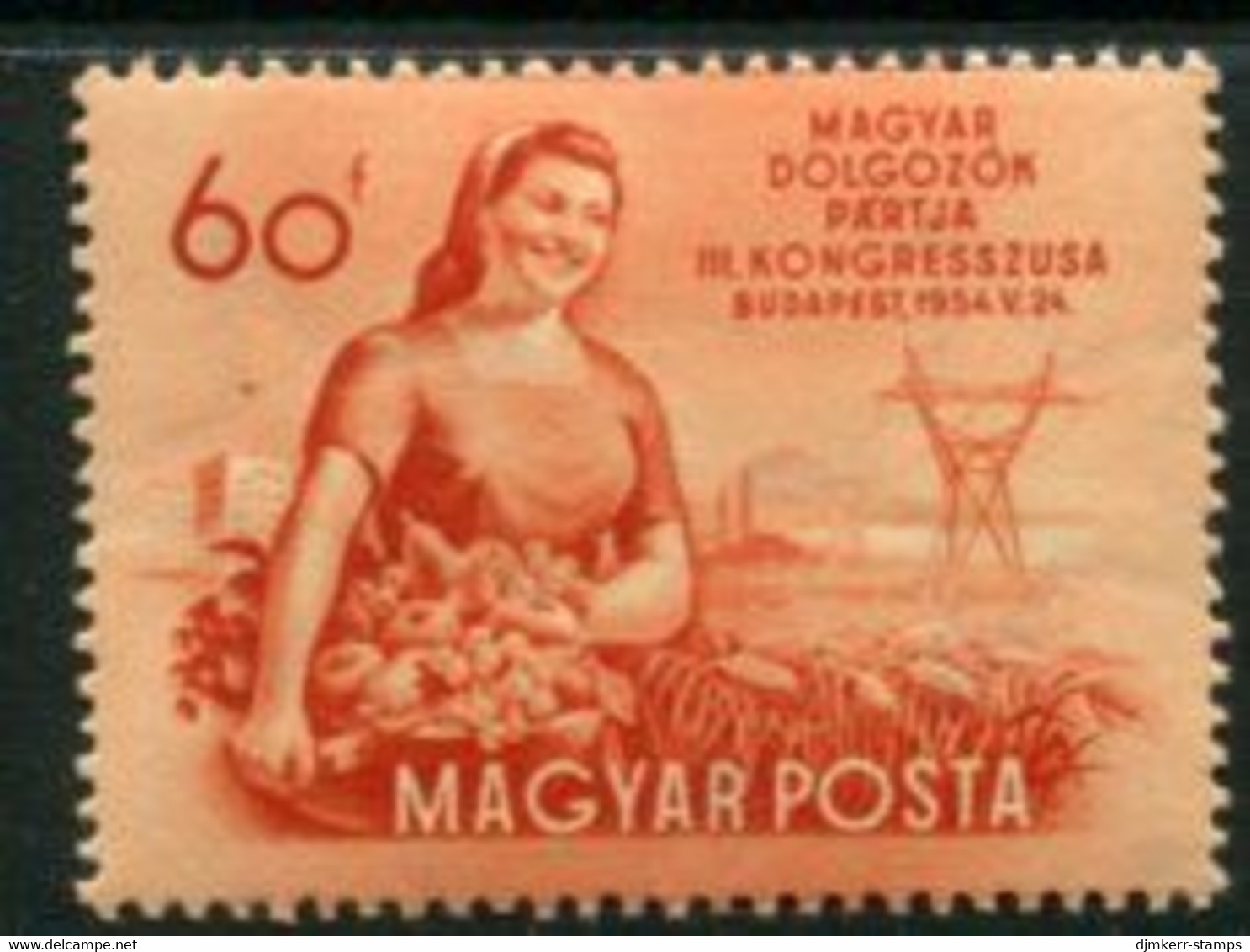 HUNGARY 1954 Workers' Party Congress MNH / **.  Michel 1375 - Unused Stamps