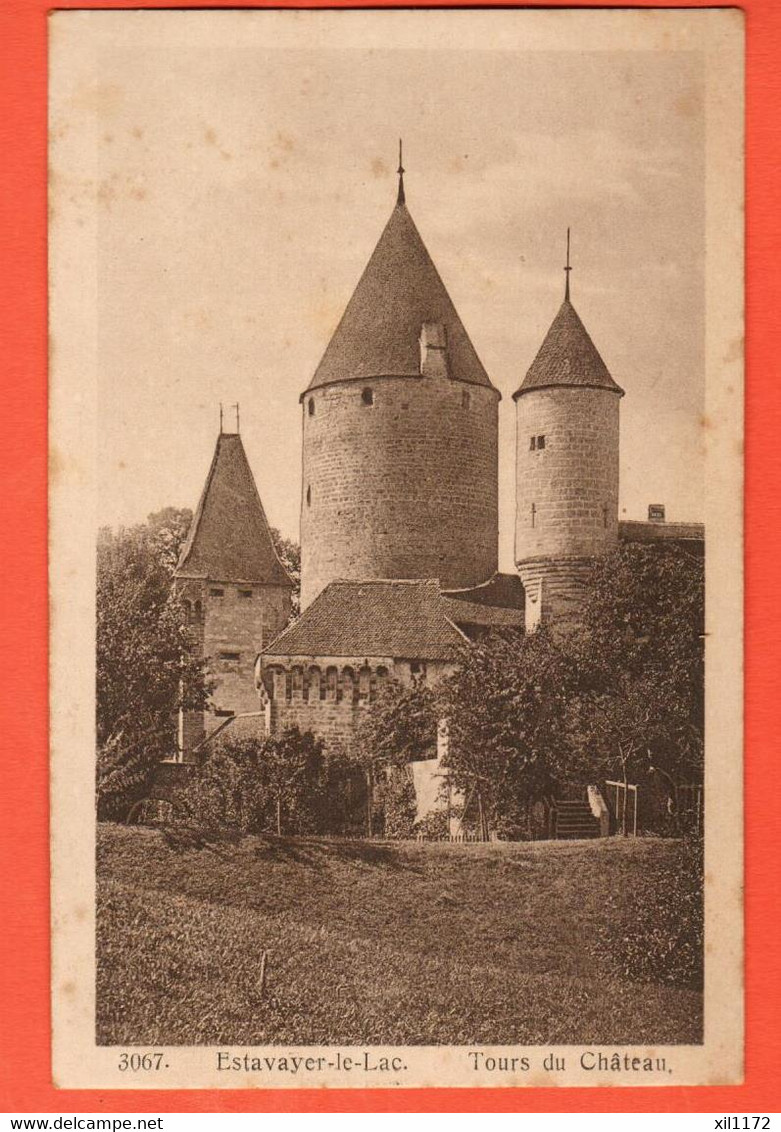 ZOK-12  EStavayer-le-Lac  Tours Du Château. Cachet Militaire Dénéréaz 3067 - Estavayer