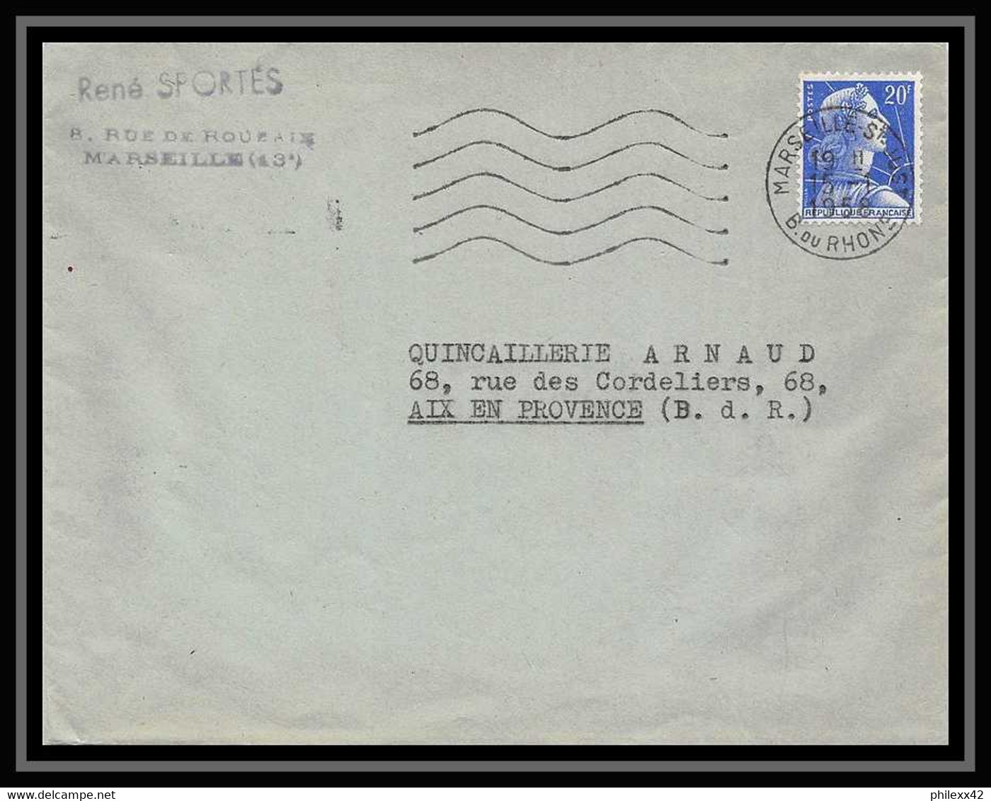 116984 Lettre Cover Bouches Du Rhone N°1011 Muller 1958 Marseille Saint Just - 1921-1960: Modern Tijdperk