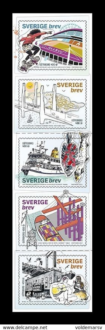 Sweden 2021 Mih. 3364/68 Gothenburg City. Ullevi Stadium. Bridge. Ships. Fishes MNH ** - Unused Stamps