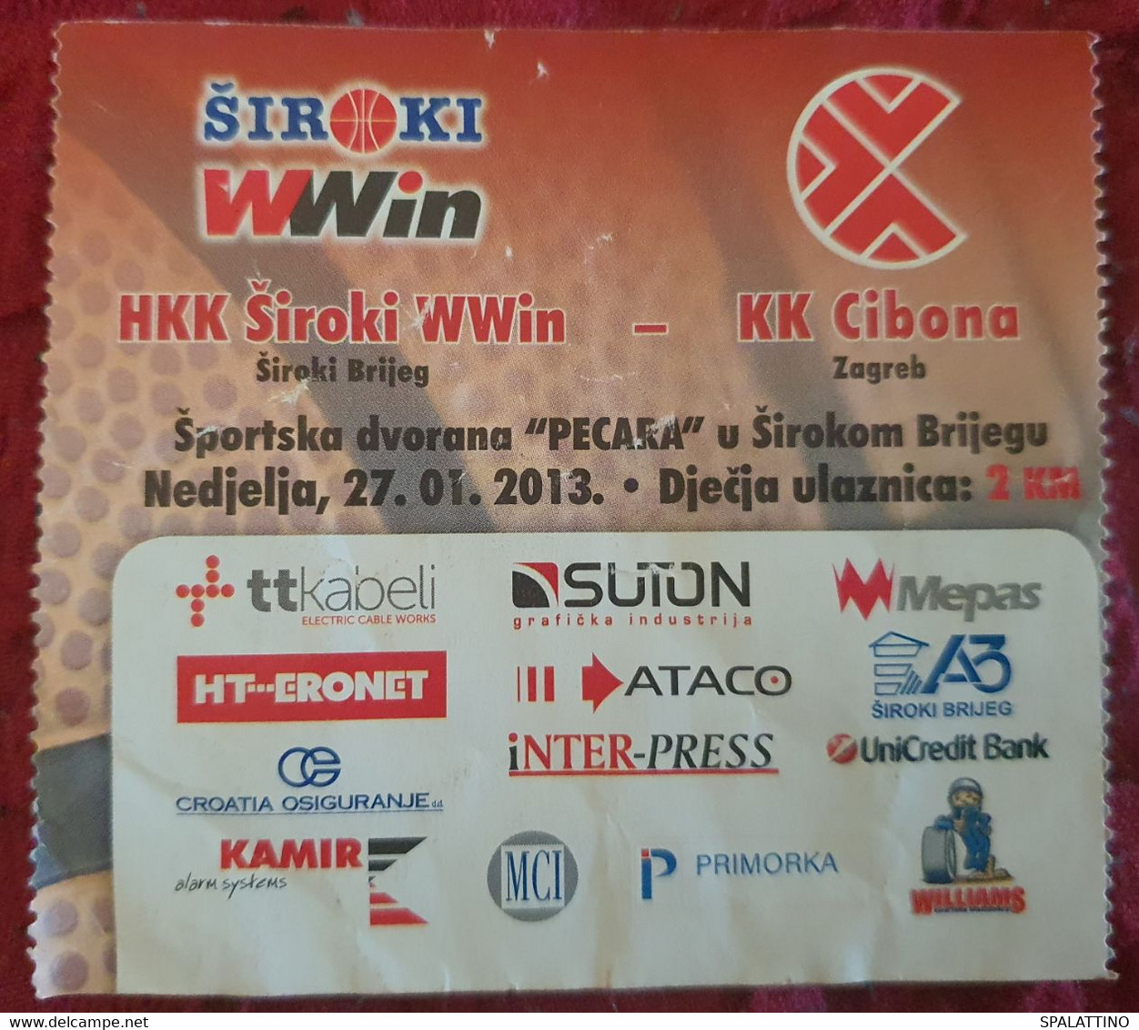 HKK ŠIROKI Wwin- KK CIBONA, ABA LEAGUE 2012/13 - Uniformes, Recordatorios & Misc