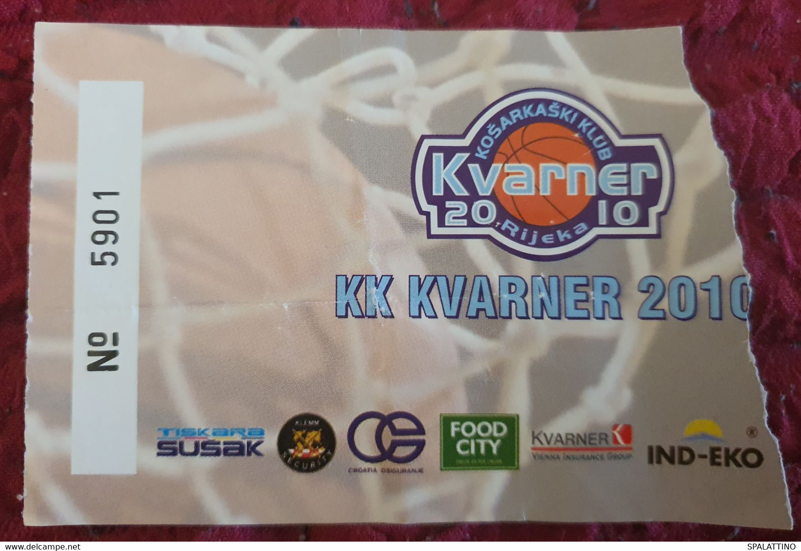 KK KVARNER 2010 - KK CIBONA, MATCH TICKET - Uniformes, Recordatorios & Misc