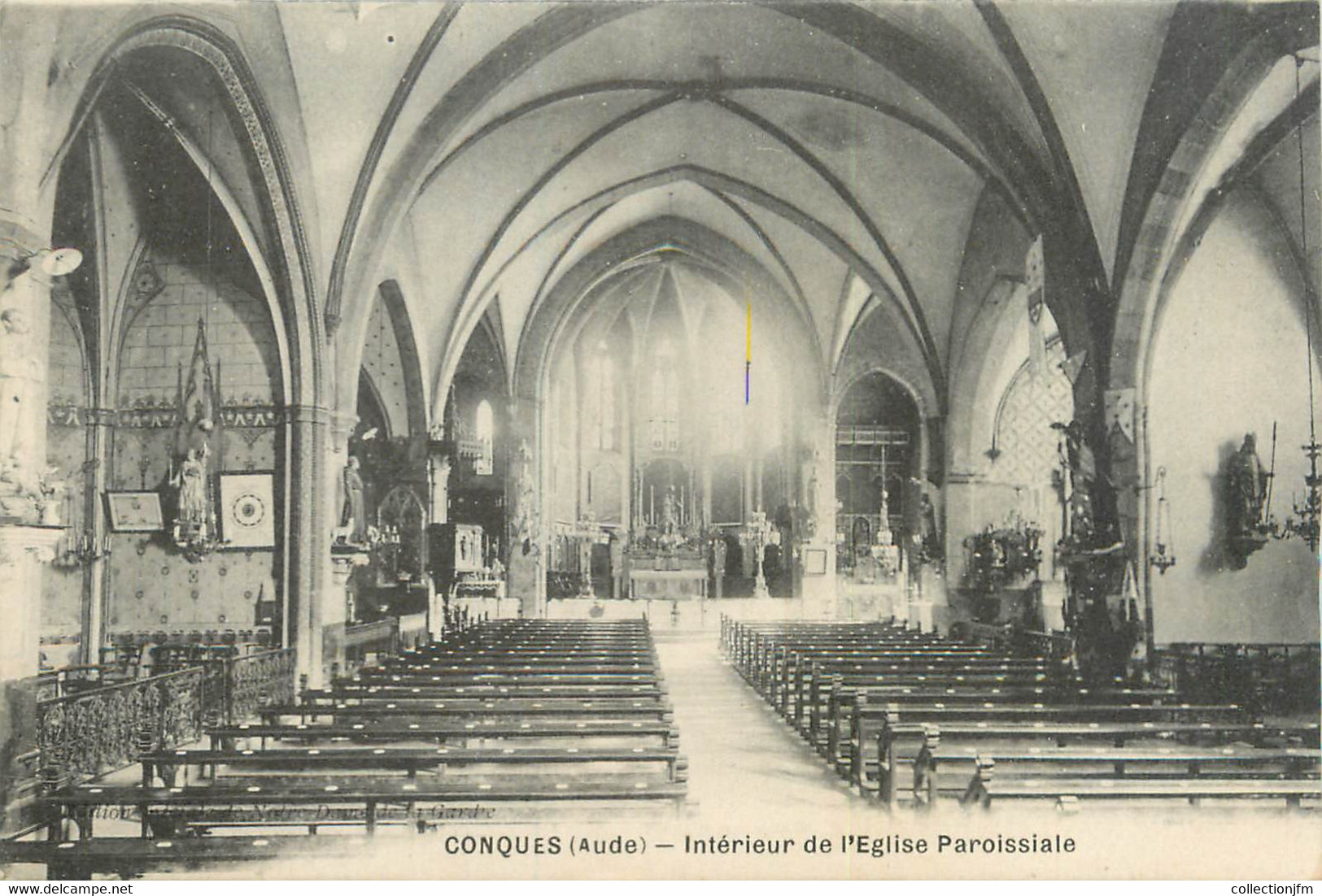 CPA FRANCE 11 "Conques, Intérieur De L'église Paroissiale" - Conques Sur Orbiel