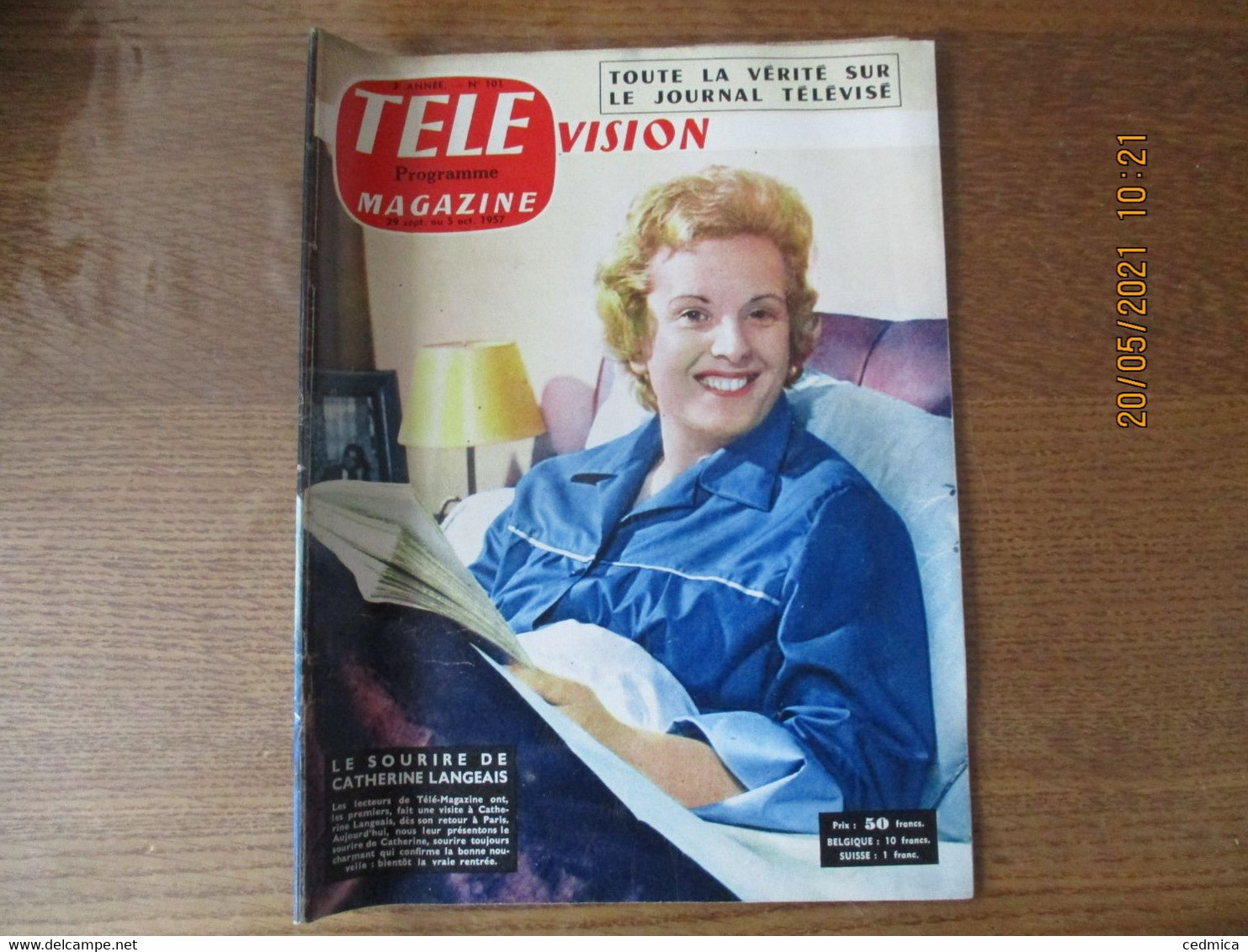 TELE VISION MAGAZINE DU 29 SEPTEMBRE AU 5 OCTOBRE 1957 CATHERINE LANGEAIS,ELSA ET WALDO,CHAPLIN,VU SUR NOS ECRANS, COTY - Televisione