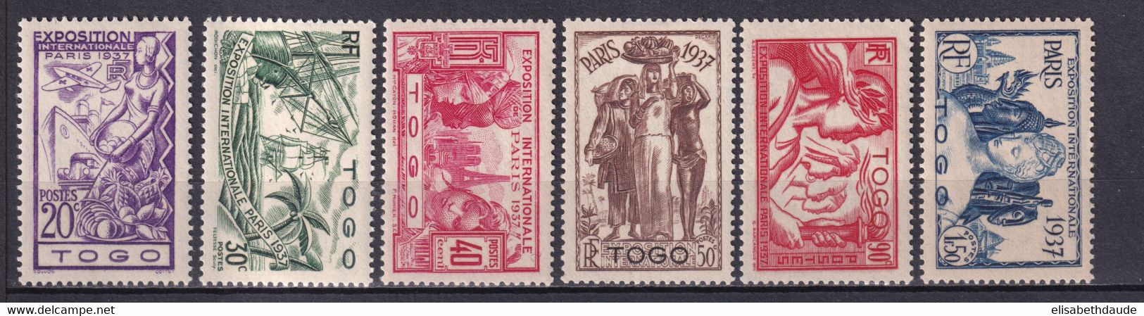 1937 - EXPO 37 - TOGO - YVERT N°165/170 * MLH - COTE = 15 EUR. - Nuevos