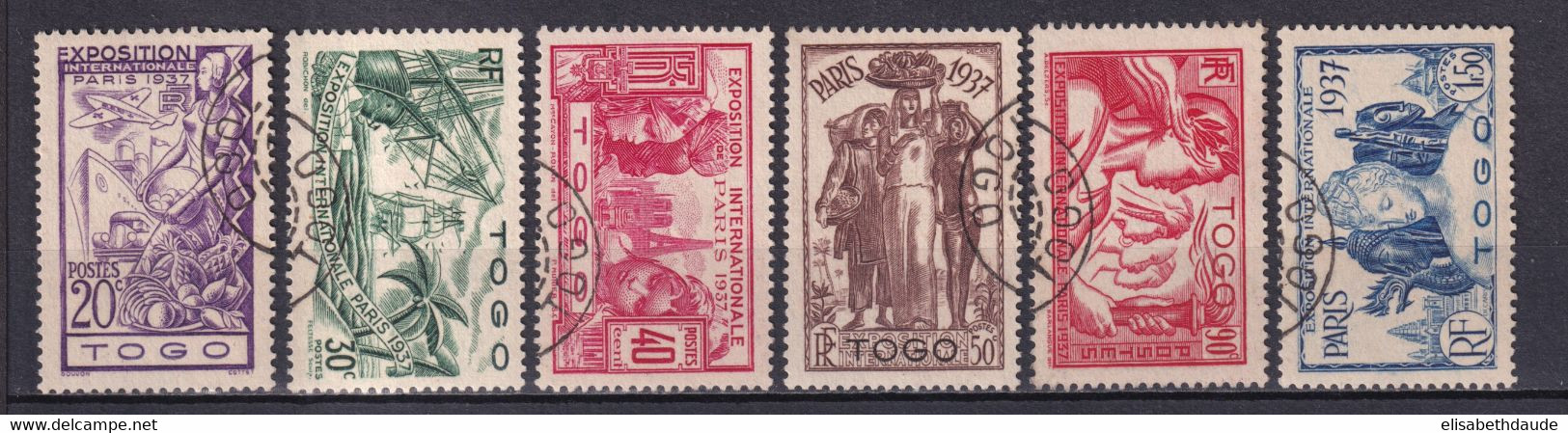 EXPO 37 - TOGO - YVERT N°165/170 OBLITERES - - Used Stamps