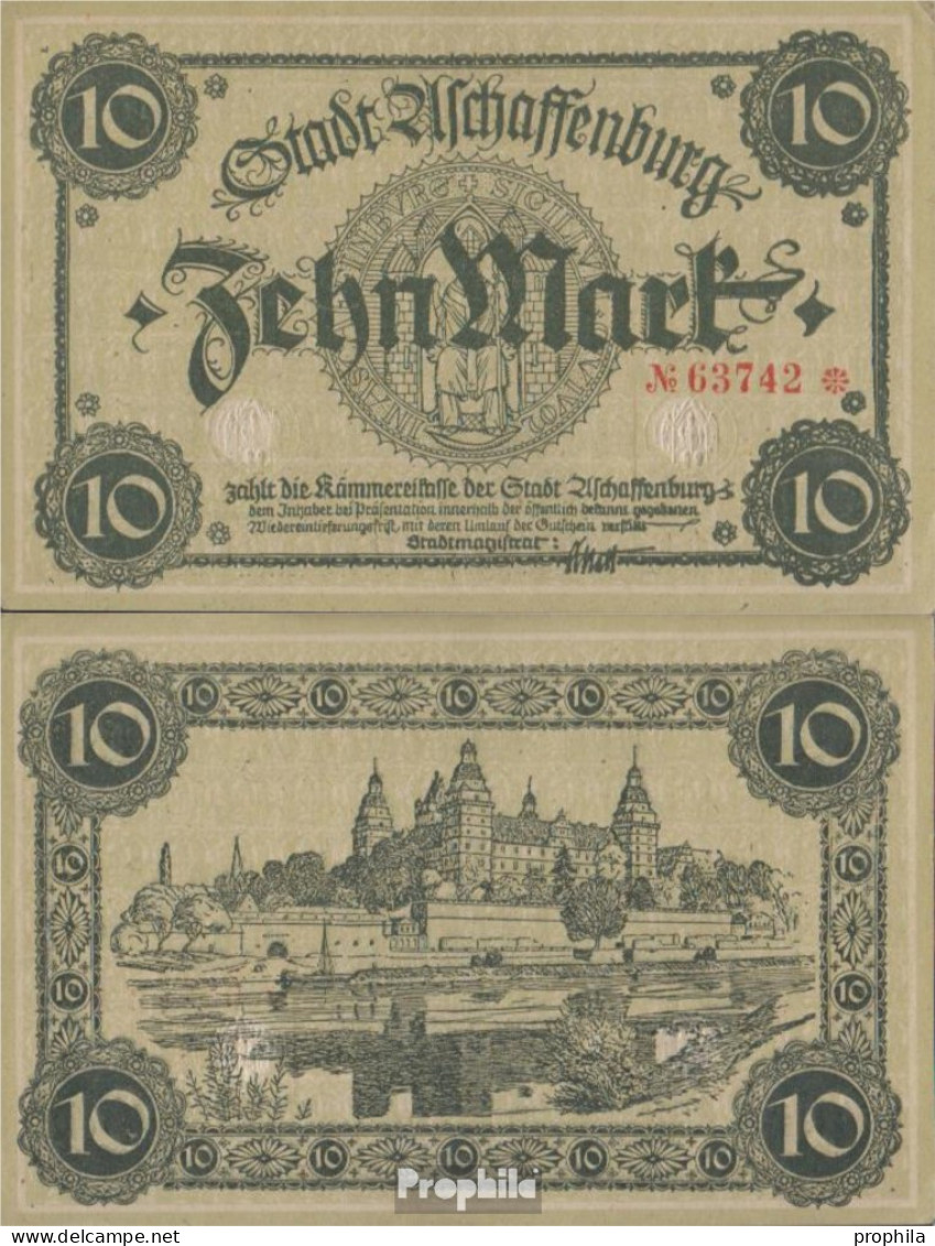 Aschaffenburg Notgeld: Notgeld Stadt Aschaffenburg Gebraucht (III) 1918 10 Mark - 10 Mark