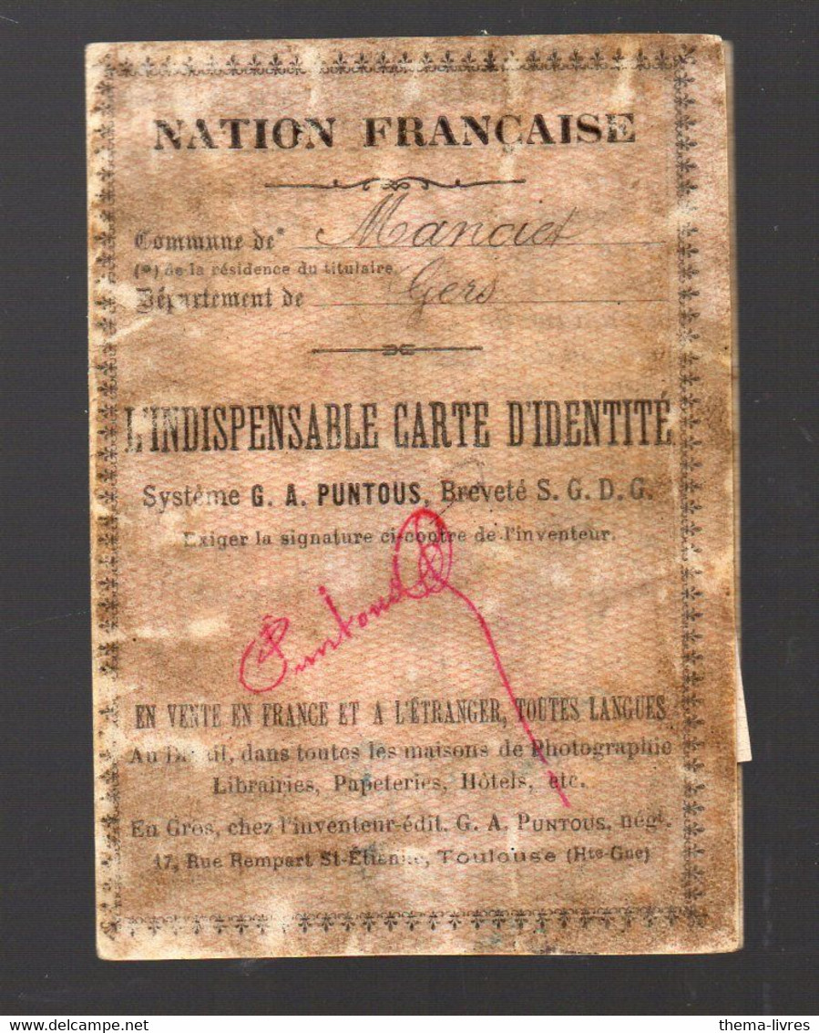 Manciet (32 Gers)   Carte D'identité 1896 (avec Photo)  (PPP29051) - Zonder Classificatie