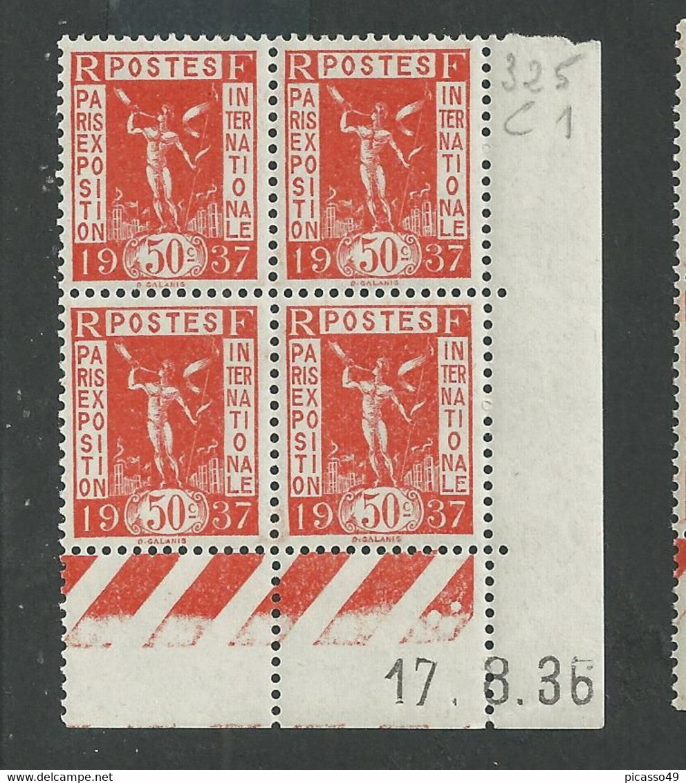 Paire De Coin Daté Exposition Internationale N° 325  Du 1 9 1936  * * Planche C Et D - 1930-1939