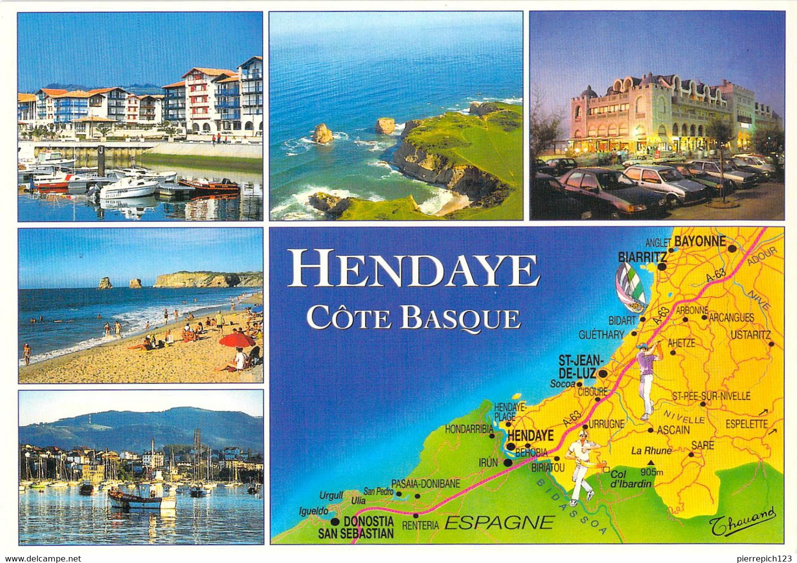 64 - Hendaye - Carte Géographique - Multivues - Hendaye