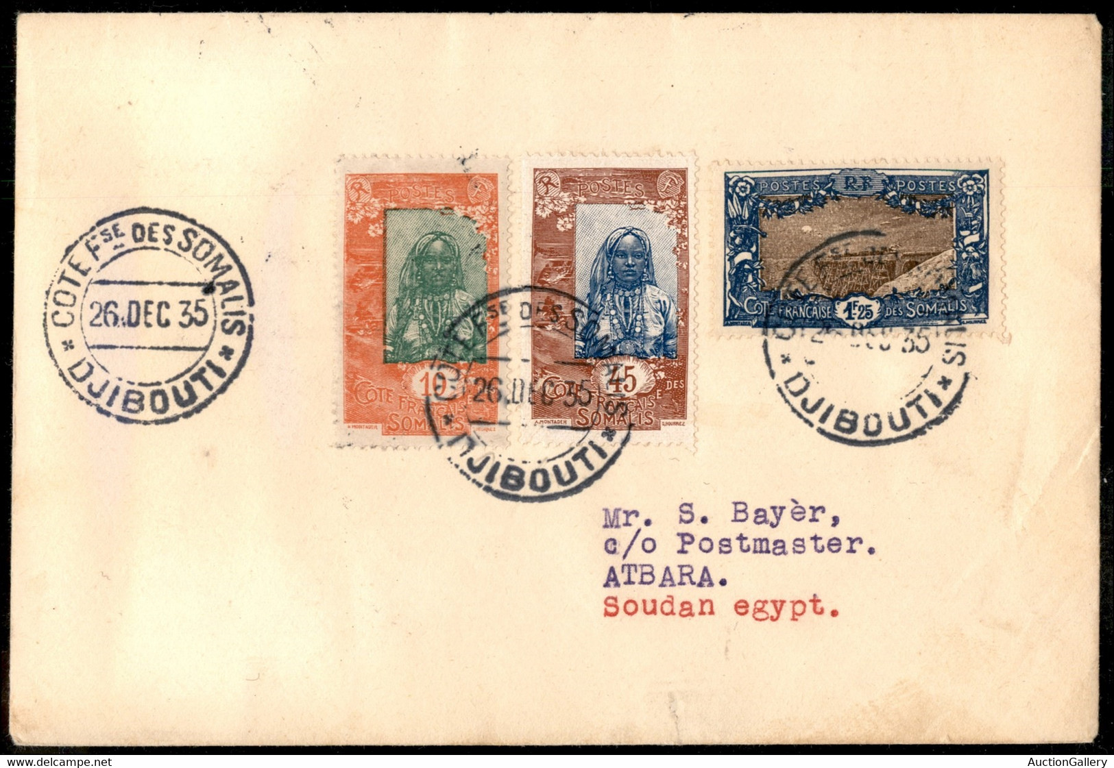 AEROGRAMMI - PRIMI VOLI - 1935 (26 Dicembre) - Djibouti Atbara - Longhi 3510 - Ala Littoria - Primo Volo - Tra I 20 Vola - Non Classés