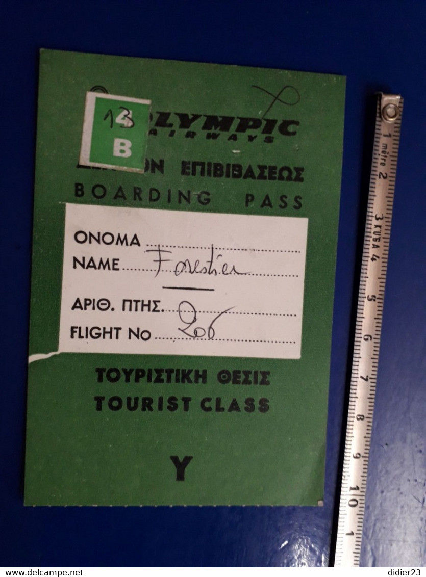 OLYMPIC AIRWAY BOARDING PASS  CARTE ACCES A BORD - Tarjetas De Embarque
