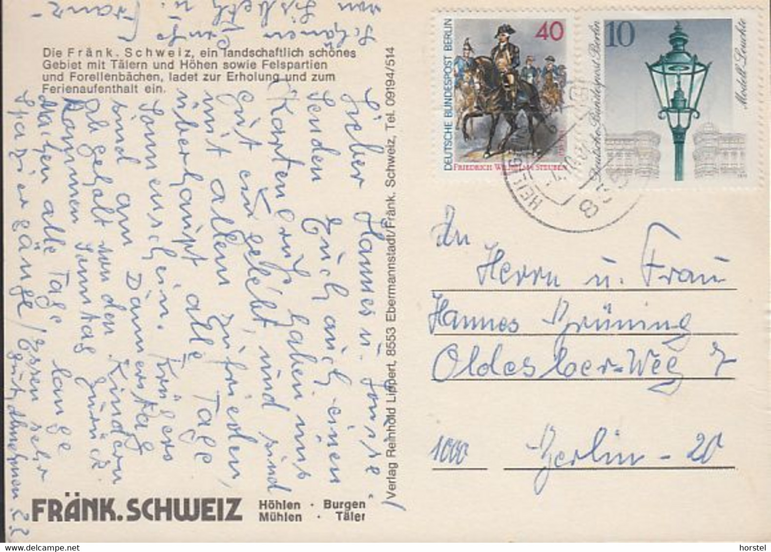 D-91327 Gößweinstein - Burgen Und Schlösser In Der Fränkische Schweiz - 2x Nice Stamps ( Berlin) - Forchheim