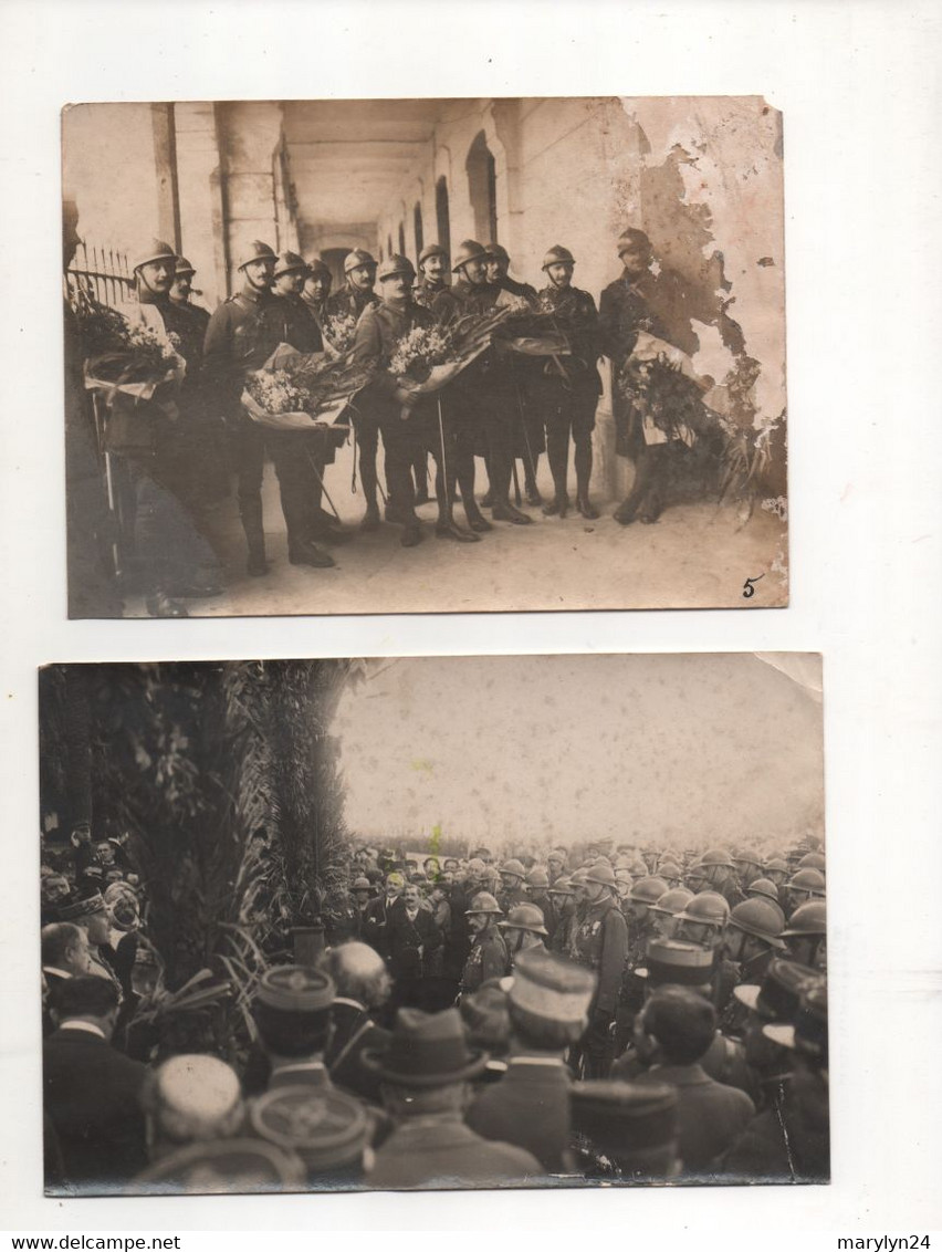 WW1 PHOTOS A NOS VALEUREUX ZOUAVES DEFILE Paul Deschanel ? CHAR RENAULT T17 HENRI BESSON ALGER - War, Military