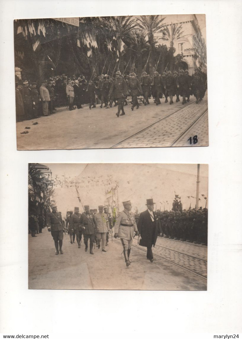 WW1 PHOTOS A NOS VALEUREUX ZOUAVES DEFILE Paul Deschanel ? CHAR RENAULT T17 HENRI BESSON ALGER - War, Military