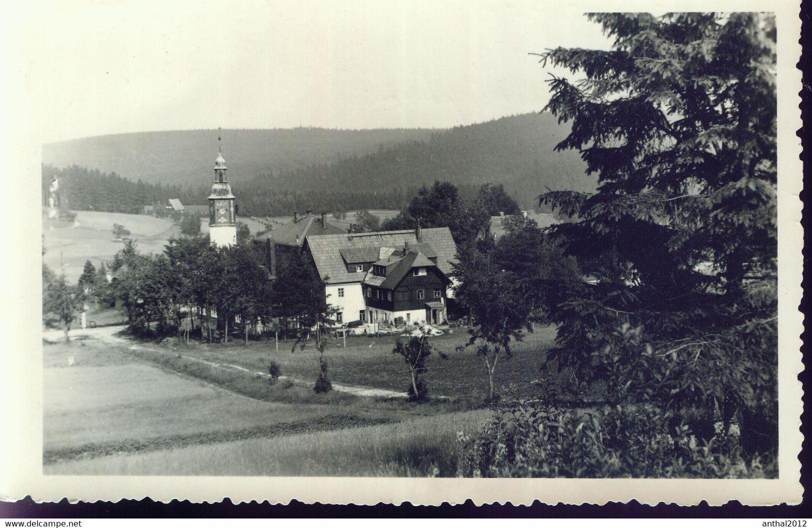 Rarität Schellerhau Erzgebirge Kirche Wohnhaus Sw 25.4.1958 Gezackt A. Liebscher - Schellerhau