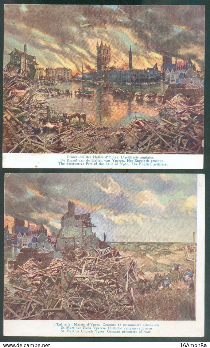 PANORAMA De La Bataille De L'YSER 1914 (A. BASTIEN) Enveloppe Conenant 9 CV (grand Format) En Quadrichromie TB Et RR  - - Altri & Non Classificati