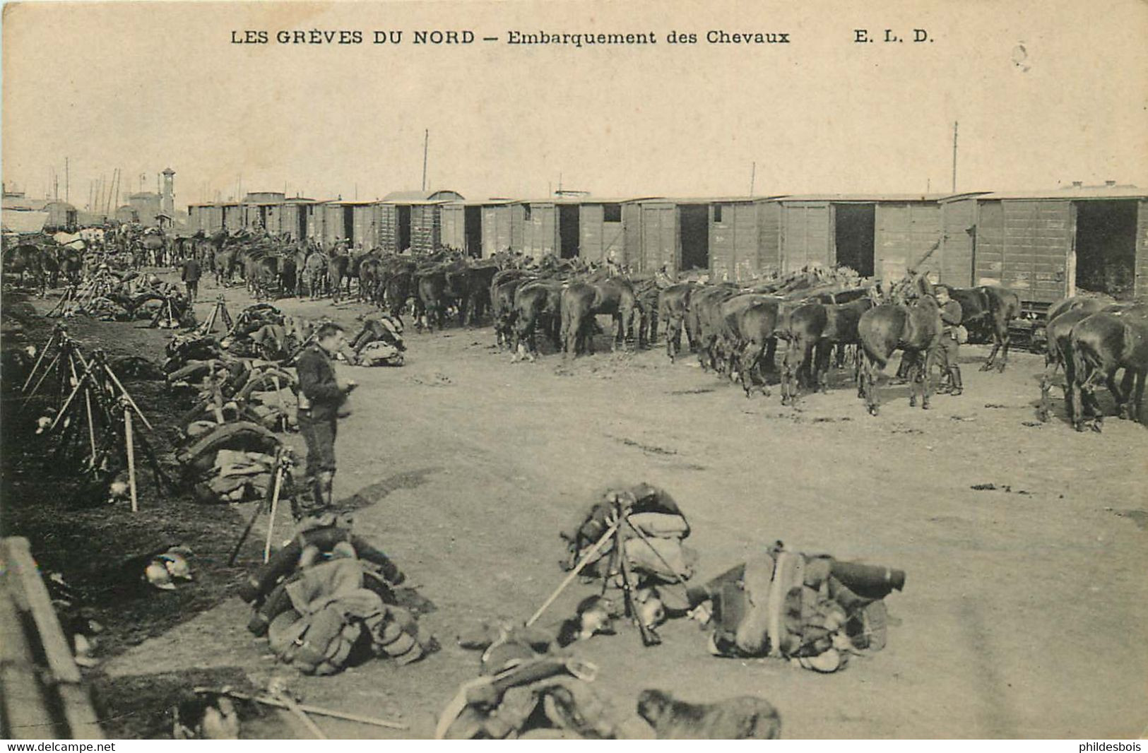 NORD  DENAIN  ( Les Grèves Du Nord )  Embarquement Des Chevaux - Denain