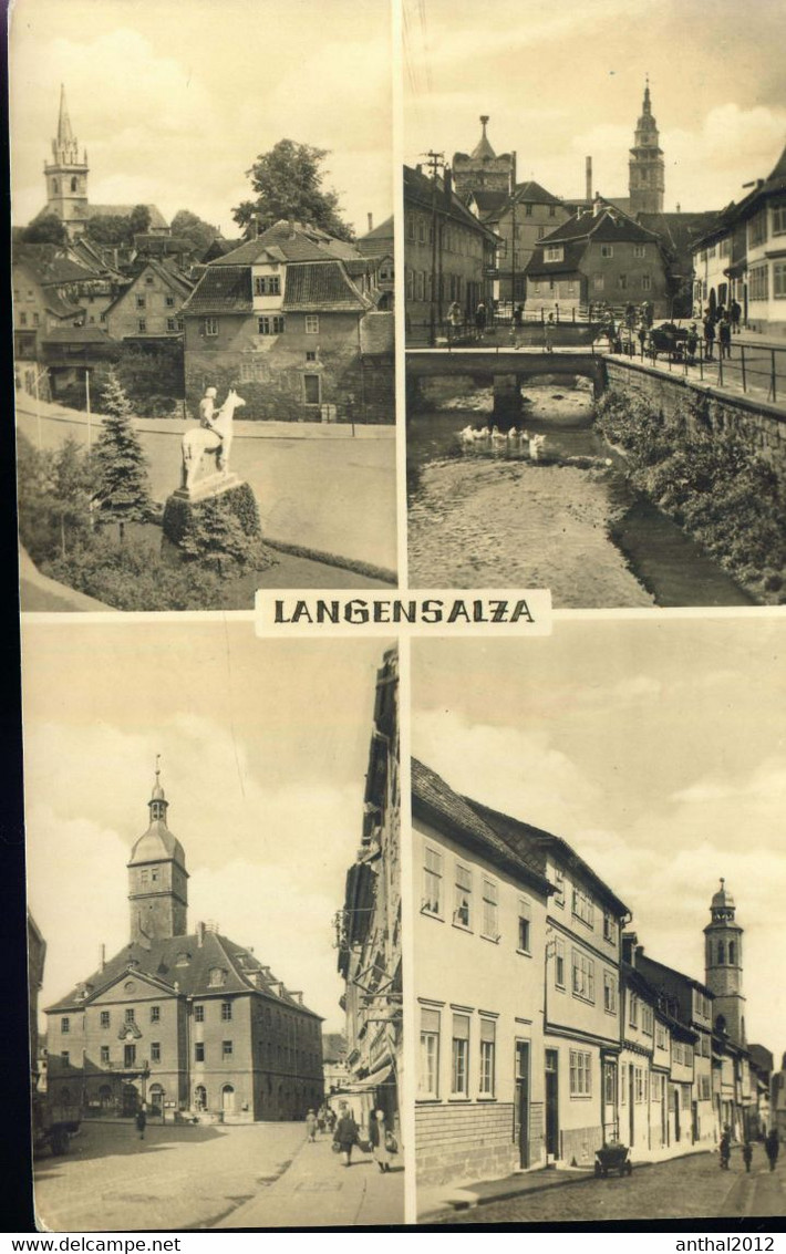 Rarität MB Langensalza Brücke Wohnhäuser Rathaus Kirche Sw 3.8.1960 Straub & Fischer - Bad Langensalza