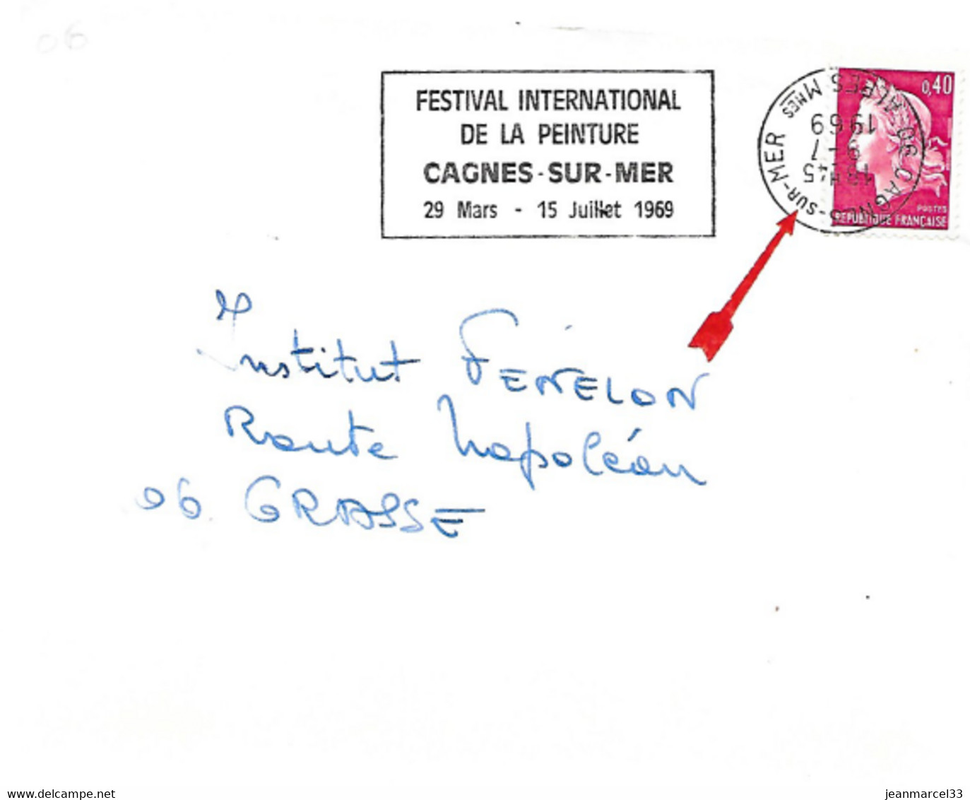 Curiosité, Secap T à D Renversé (tête Bêche) 06 Cagnes-sur-Mer 9-7 1969 "Festival International De La Peinture.... - Lettres & Documents