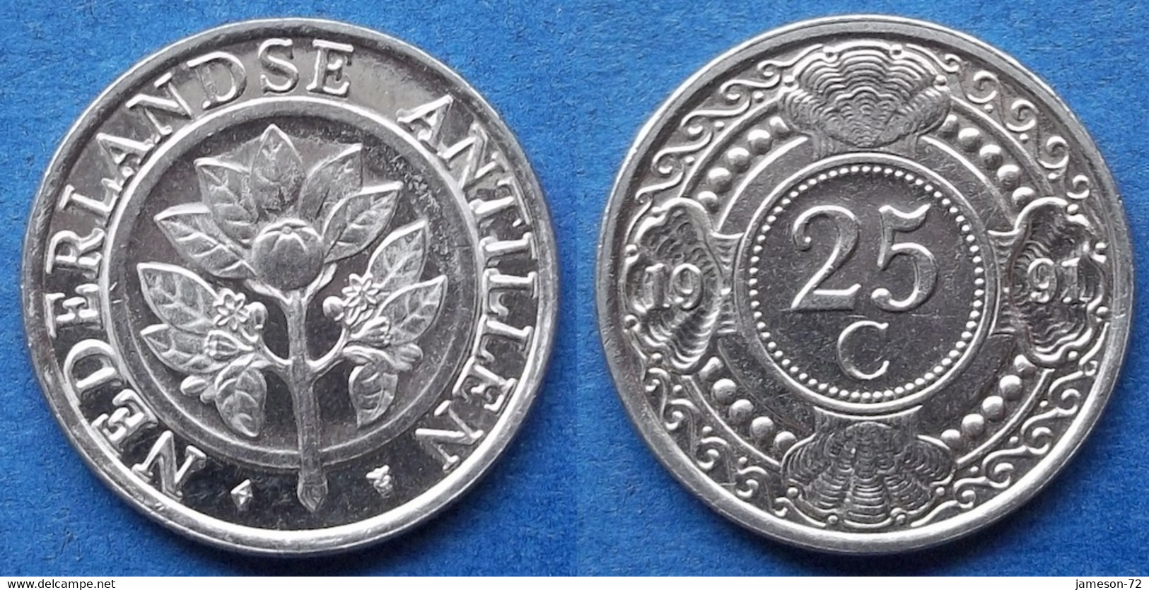 NETHERLANDS ANTILLES - 25 Cents 1991 KM# 35 Beatrix (1980) - Edelweiss Coins - Niederländische Antillen