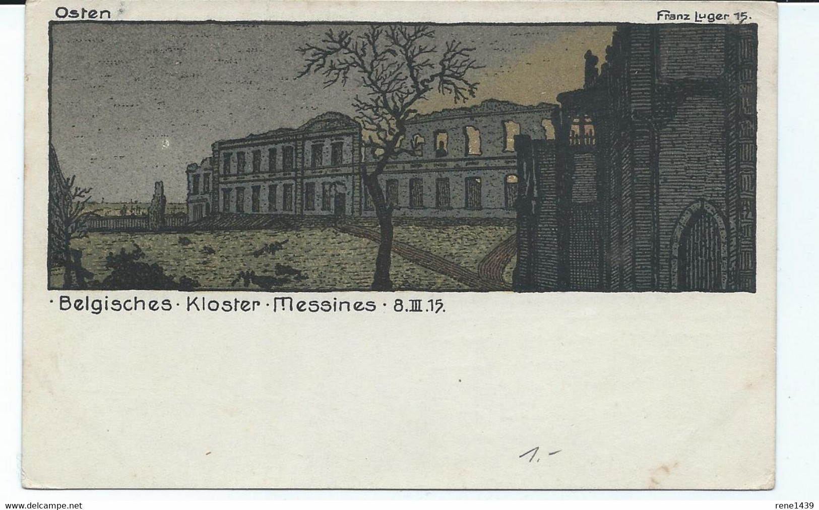 Feldpost  Mesen - Messines      Belgisches Kloster - Mesen