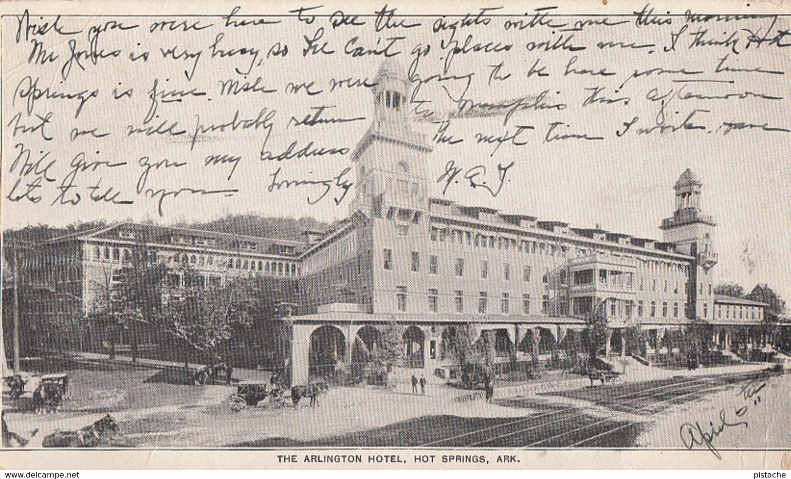 127 - 1900-1910 - Arlington Hotel Hot Springs Arkansas - Simple Back - Postmark - Unusual Size 51/2 X 31/4  - 2 Scans - Hot Springs