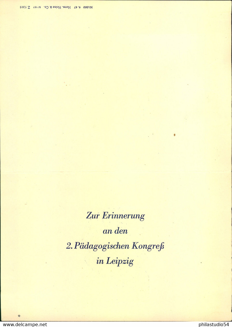 1947, Sonderblatt Mit W 158 (16/12 Pfg) Plus 12/12 Pf. Im Viererblock Mit Sonderstempel "LEIPZIG C 1" - Sonstige & Ohne Zuordnung