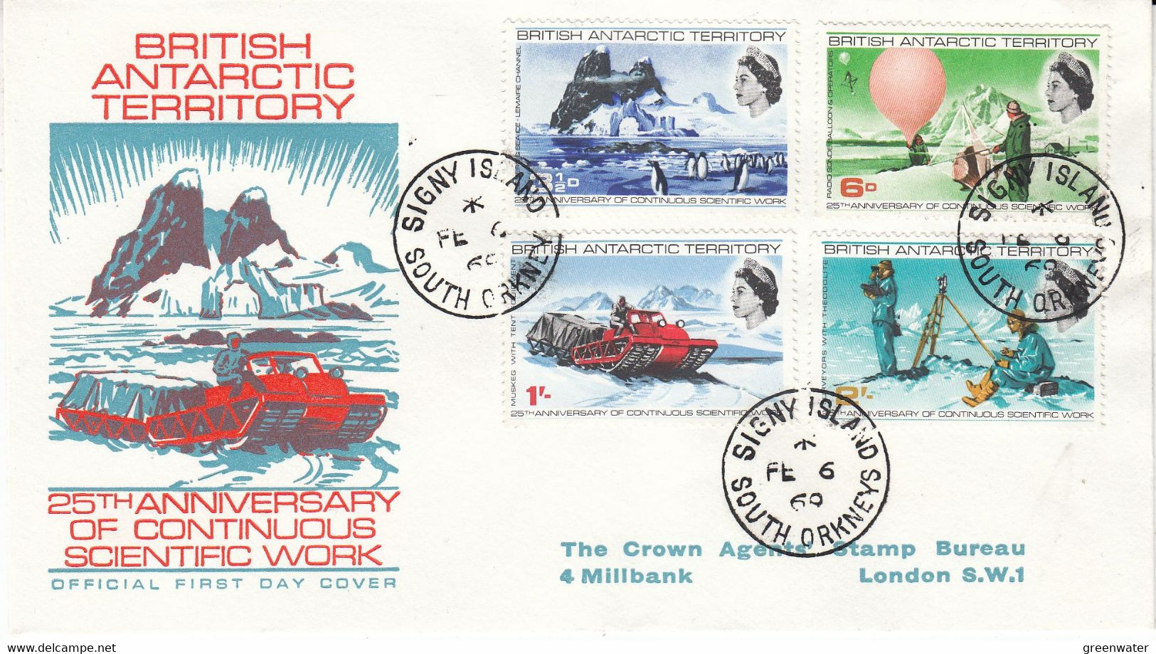 British Antarctic Territory 1969 Scientific Works 4v FDC CA Signy South Orkneys 6 Fe 69 (52115) - FDC