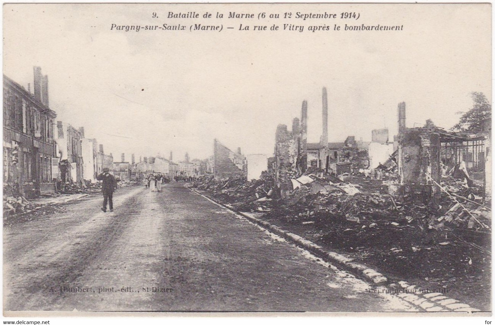 Marne : PARGNY SUR SAULX : La Rue De Vitry Après Le Bombardement : Militaire - Militaria - Guerre 1914-18 - Pargny Sur Saulx