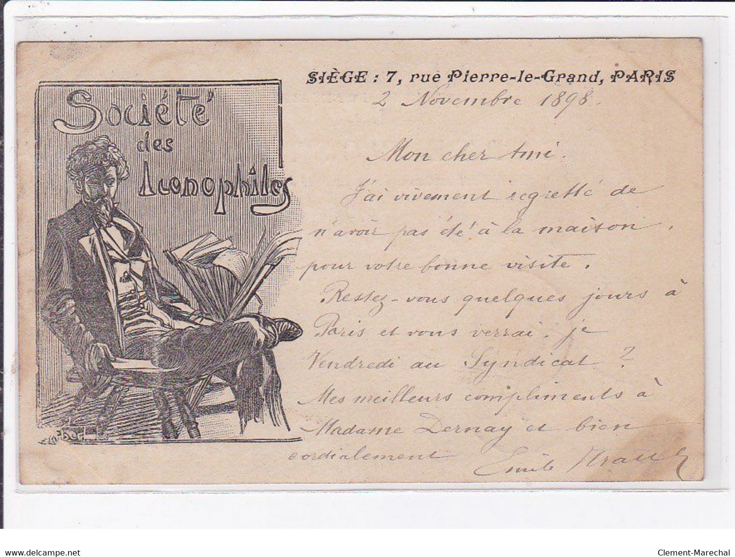 Carte Postale Illustrée - Société Des Iconophiles (autographe D'Emile STRAUSS) - Bon état - Otros & Sin Clasificación