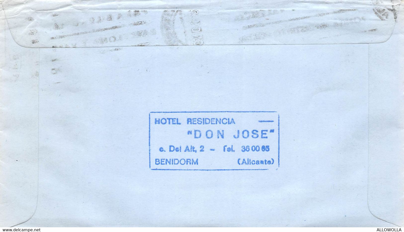 12423" VUELO SEVILLA -LA HABANA-AEROGRAMA" SELLO DE GOMA HOTEL DON JOSE-BENIDORM-ALICANTE - Cartas & Documentos