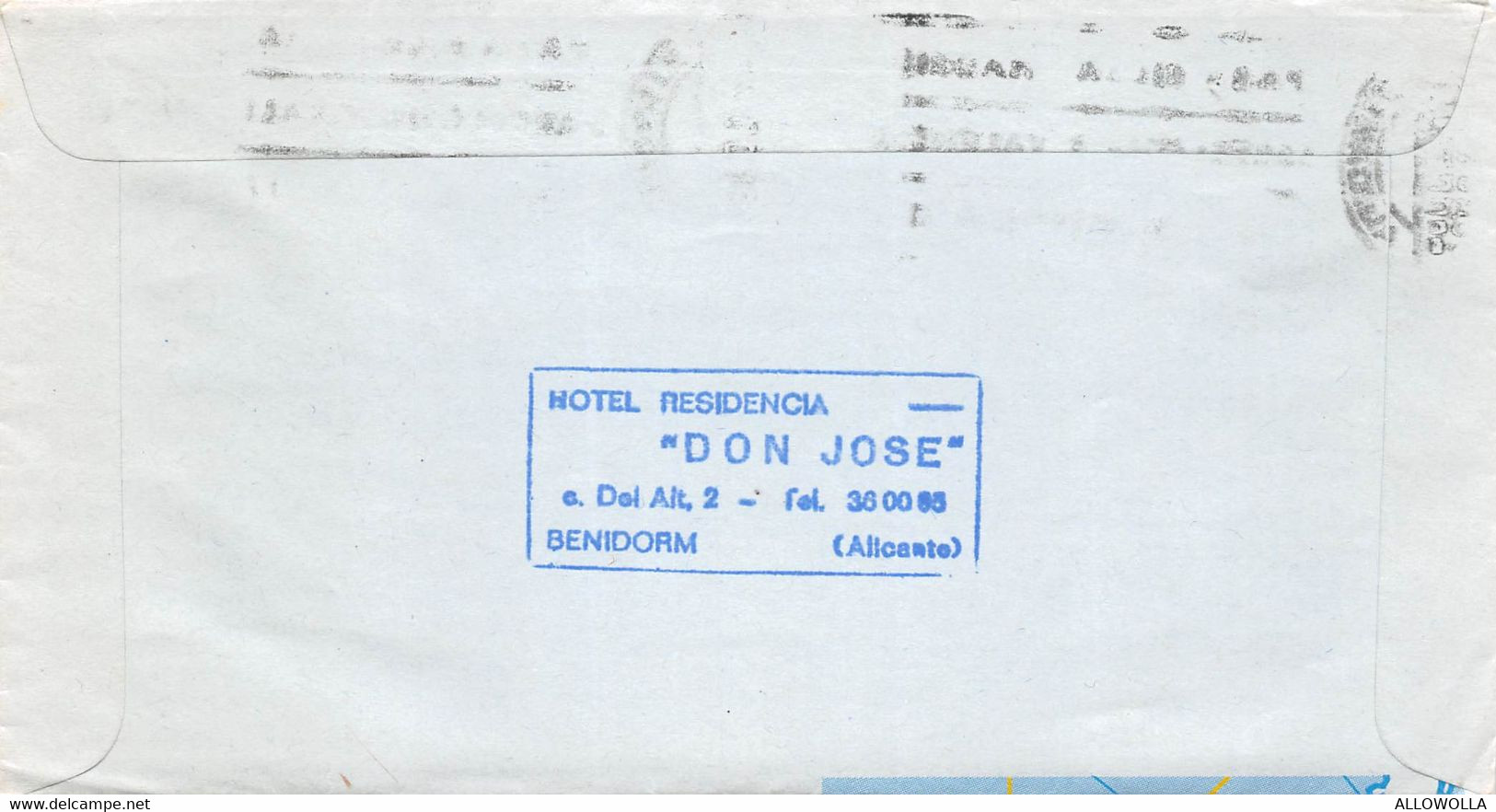 12425" RAID PALOS DE MOGUER-BUENOS AIRES 1926-AEROGRAMA" SELLO DE GOMA HOTEL DON JOSE-BENIDORM-ALICANTE - Cartas & Documentos