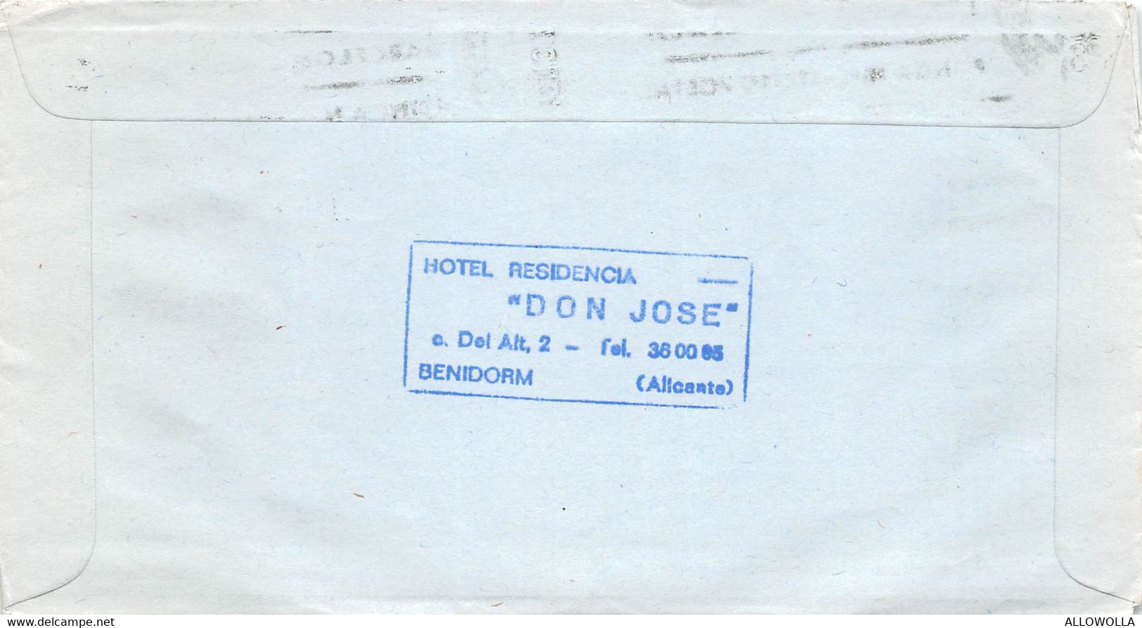 12426" RAID MADRID-MANILA 1926-AEROGRAMA" SELLO DE GOMA HOTEL DON JOSE-BENIDORM-ALICANTE - Cartas & Documentos