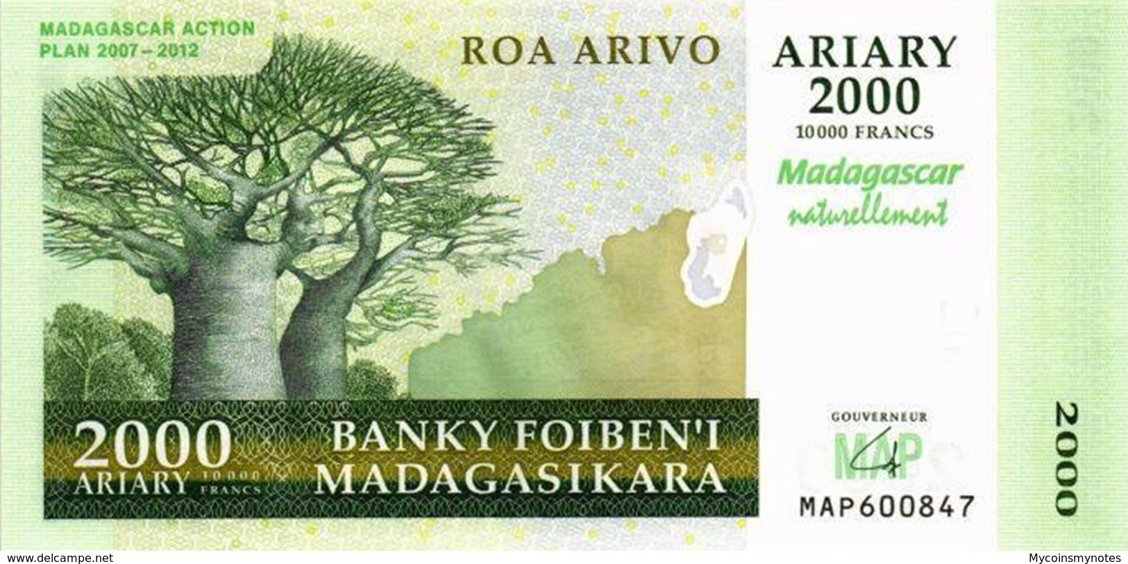 Madagascar, 2000 Ariary, 2007, P93, Commemorative Banknote, UNC - Madagascar