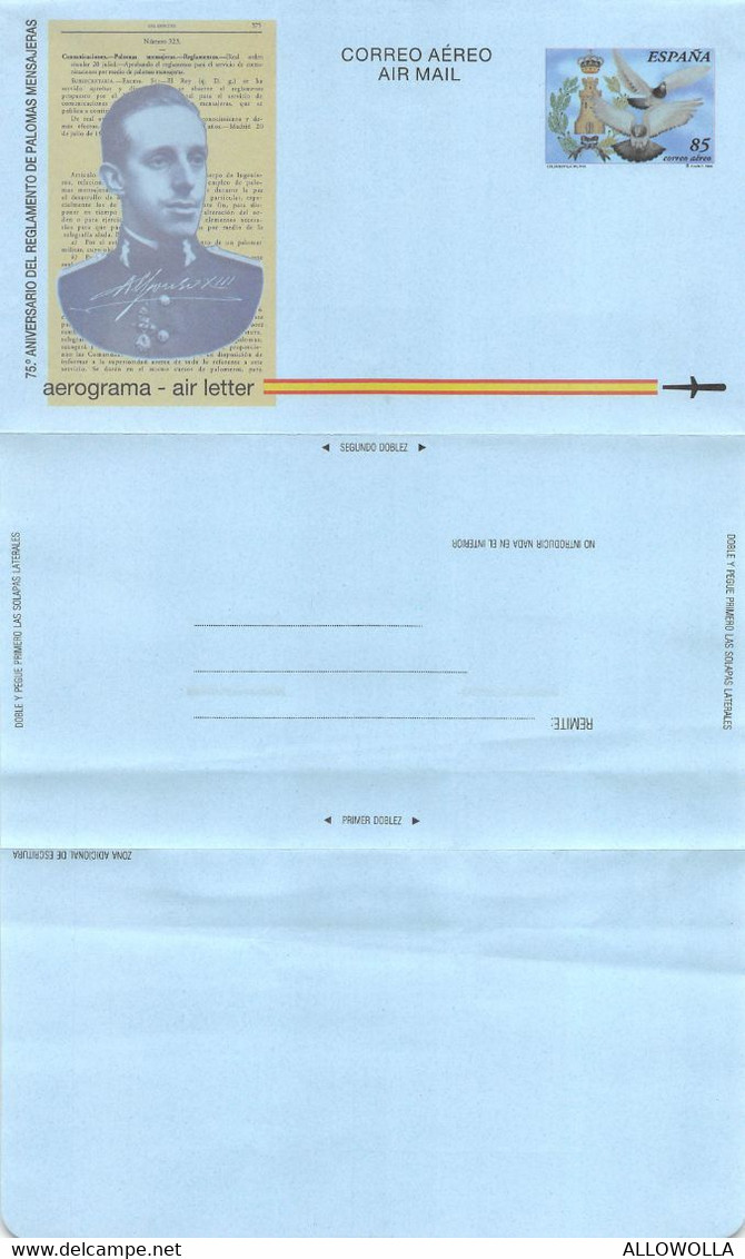 12427" 75° ANIVERSARIO DEL REGLAMENTO DE PALOMAS MENSAJERAS -AEROGRAMA" - Cartas & Documentos
