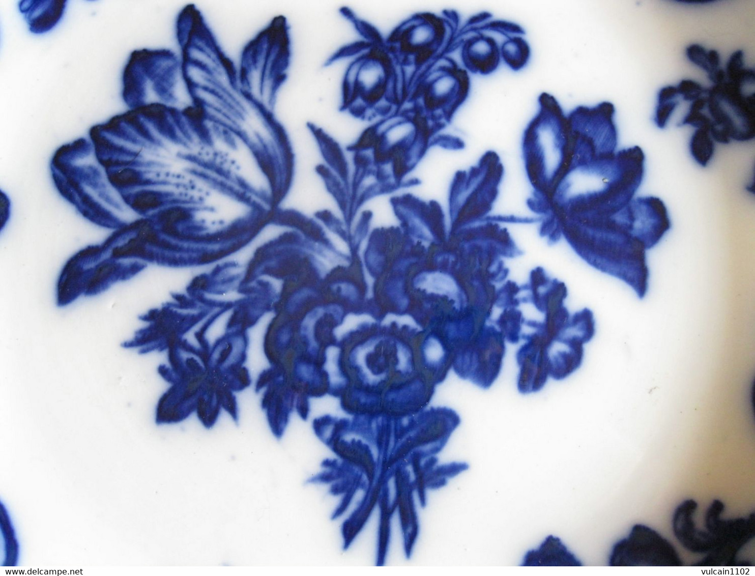 ASSIETTE EN FAIENCE FINE ANGLAISE MANUFACTURE DE COPELAND 19ème MODELE FLOW BLUE - Copeland