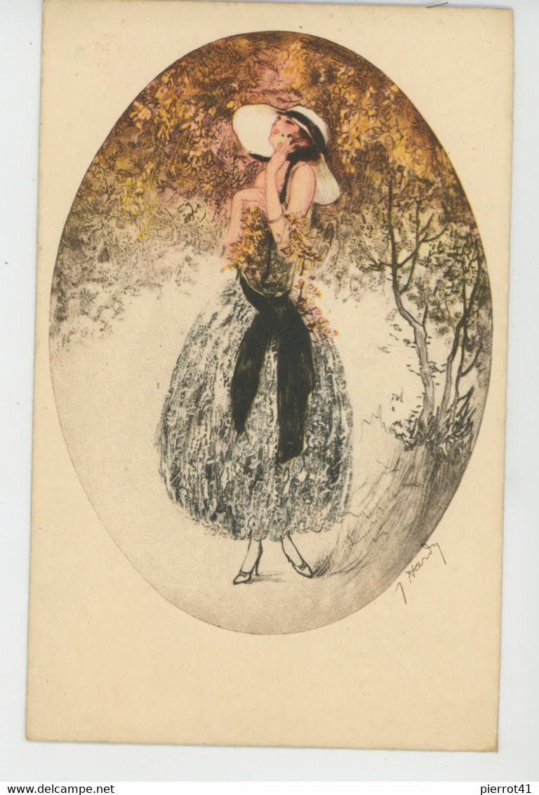 FEMMES - FRAU - LADY - Jolie Carte Fantaisie Femme Avec Chapeau Sous Un Arbre Signée HARDY - Hardy, Florence