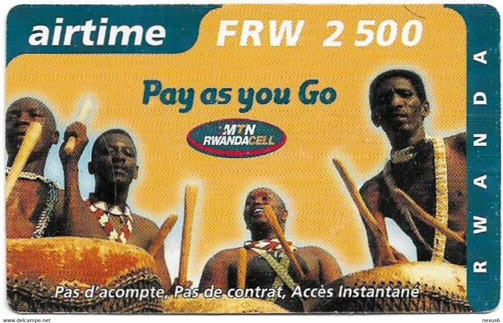 Rwanda - MTN - Pay As You Go, Musicians (Reverse #3), Exp.15.12.2002, GSM Refill 2.500RF, Used - Rwanda