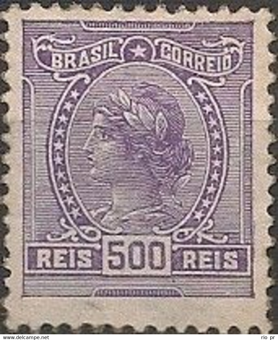 BRAZIL - DEFINITIVE: ALLEGORY OF THE REPUBLIC (500 RÉIS, No Watermark) 1918 - MH - Ungebraucht