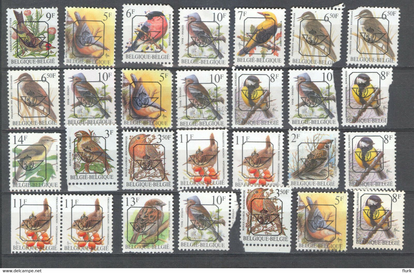 België 44x V Vogels (X) (2 Scans) - Typografisch 1986-96 (Vogels)