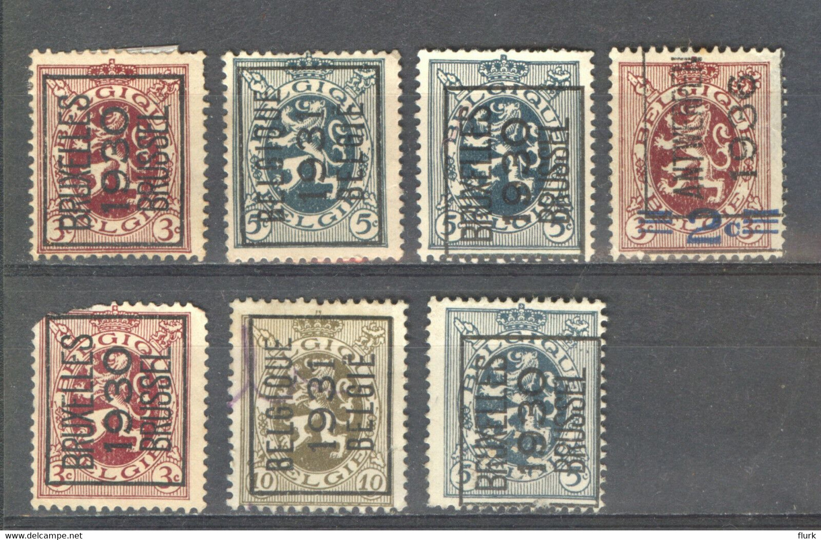 België 7x V Heraldieke Leeuw (X) - Typos 1929-37 (Heraldischer Löwe)