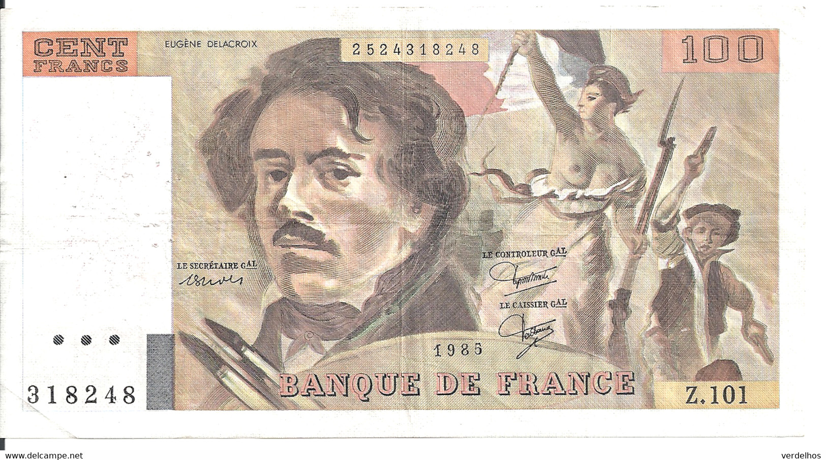 FRANCE 100 FRANCS 1985 VF P 154 B - 100 F 1978-1995 ''Delacroix''