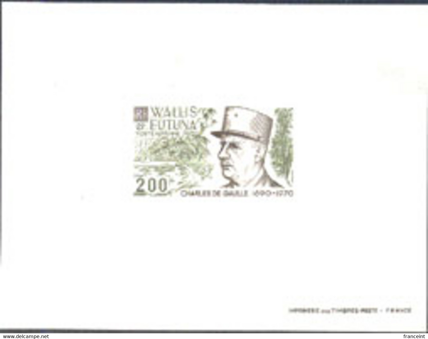 WALLIS & FUTUNA (1980) De Gaulle. Deluxe Sheet. Scott No C104, Yvert No PA106. - Imperforates, Proofs & Errors