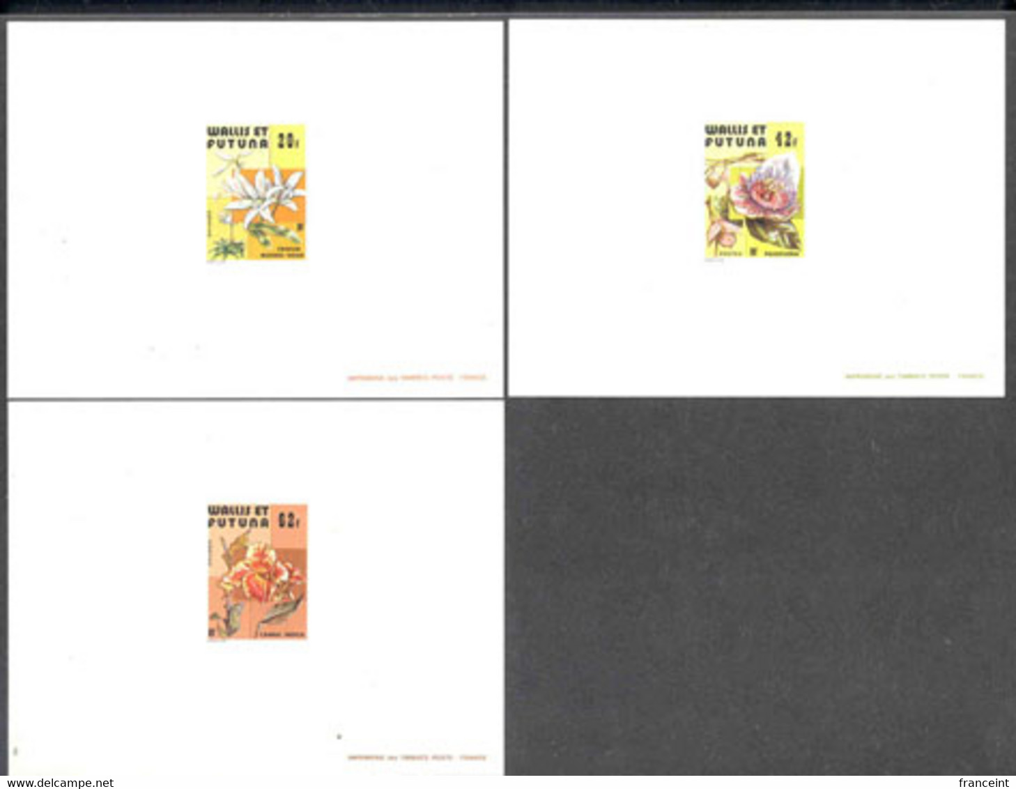 WALLIS & FUTUNA (1979) Flowers. Set Of 3 Deluxe Sheets. Scott Nos 235-7, Yvert Nos 238-40. Colorful! - Imperforates, Proofs & Errors