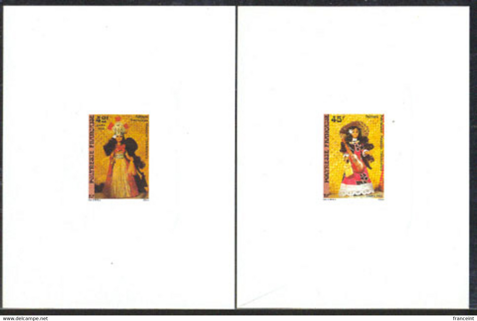 FRENCH POLYNESIA (1988) Tahitian Dolls. Set Of 3 Deluxe Sheets. Scott Nos 486-8, Yvert Nos 307-9. - Sin Dentar, Pruebas De Impresión Y Variedades