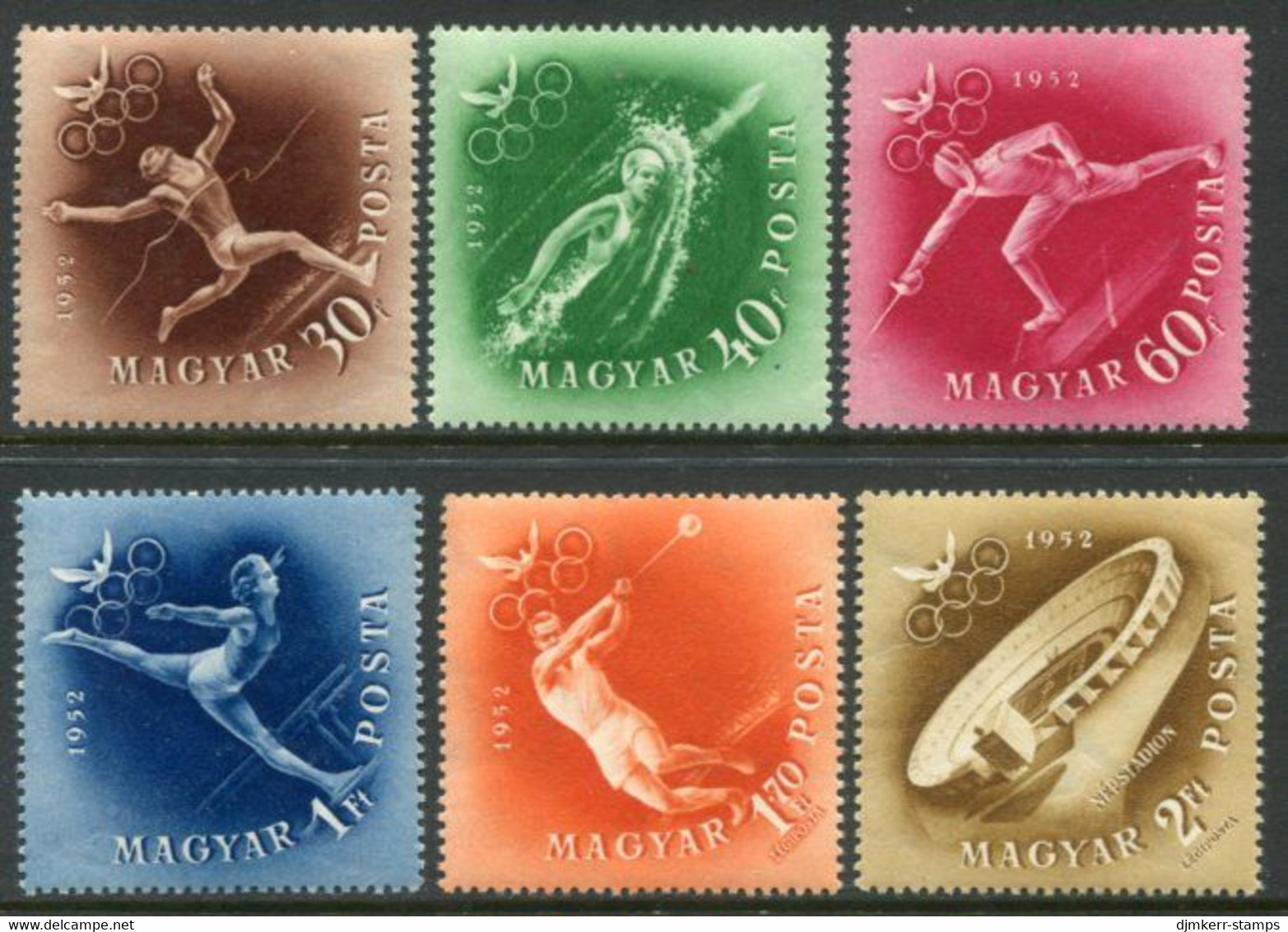 HUNGARY 1952 Olympic Games, Helsinki MNH / **  Michel 1247-52 - Unused Stamps