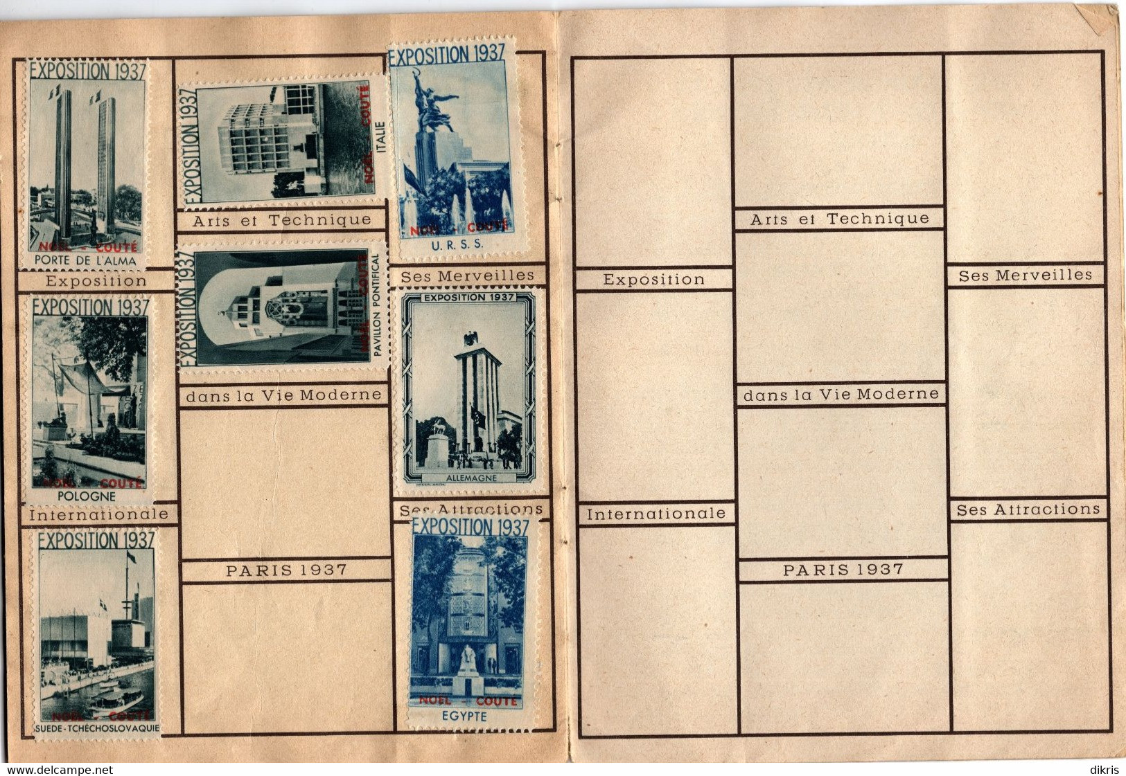PARIS-CARNET DE TIMBRES EXPOSITION DES ARTS & TECHNIQUE 1937