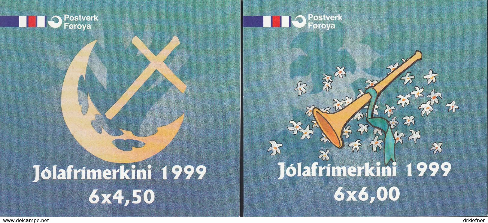 FÄRÖER 2 Markenheftchen Mit 6x 366+367, Gestempelt, Weihnachten, 1999 - Faroe Islands